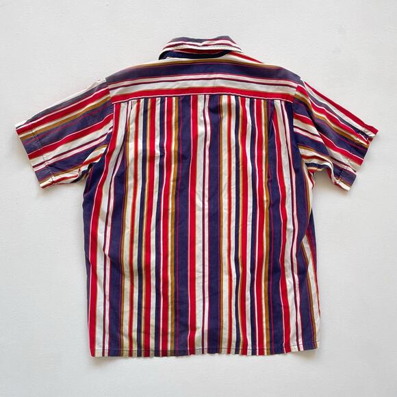 Vtg 50s 60s DON LOPER Striped Button Up Shirt / Sz L / Short Sleeve Retro READ - Picture 5 of 16